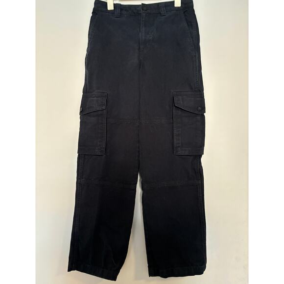 TNA Aritzia Supply Cargo Pants Womens 4 Black Heavyweight Cotton Baggy - Picture 1 of 6